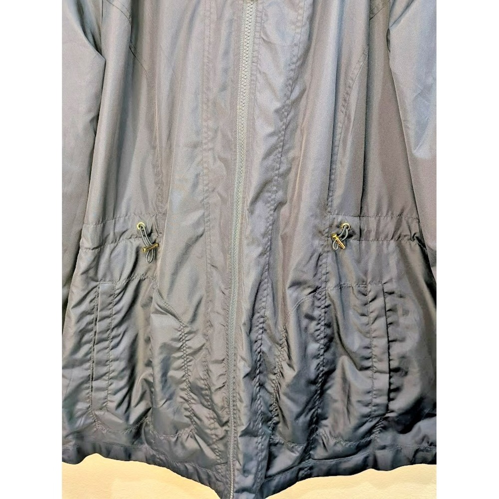 Isaac Mizrahi Live! Polka Dot/Navy Reversible Rain Jacket Hood Women's Size 1X - Picture 6 of 7